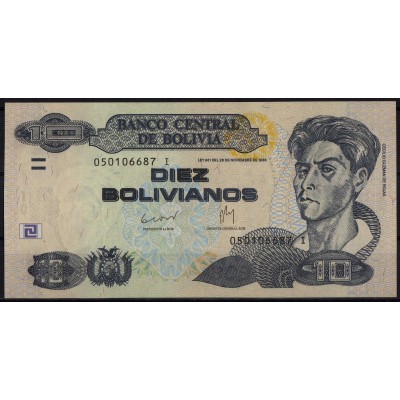 Боливия 10 боливианов 1986 - UNC