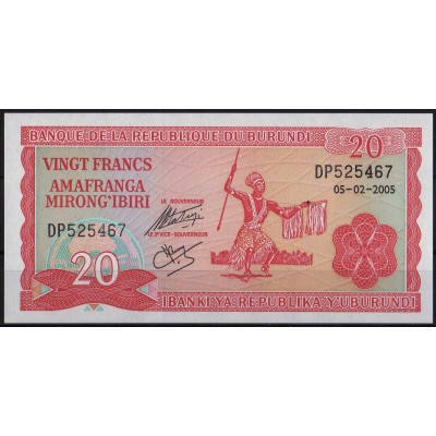 Бурунди 20 франков 2005 - UNC