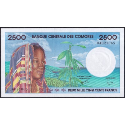 Коморские острова 2500 франков 1997 - UNC