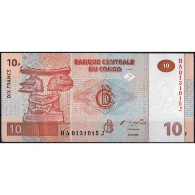 ДР Конго 10 франков 2003 - UNC