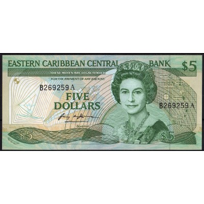 Восточно-Карибские острова 5 долларов 1986 - UNC