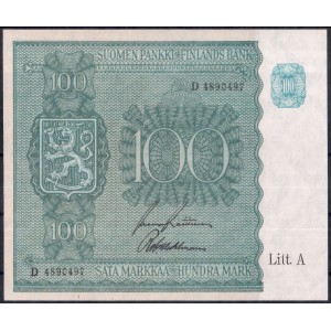 Финляндия 100 марок 1945 - UNC