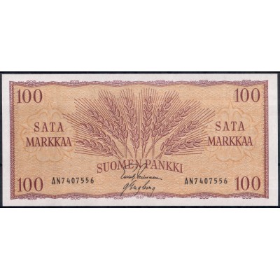 Финляндия 100 марок 1957 - UNC