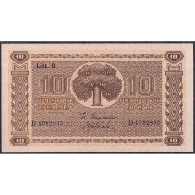 Финляндия 10 марок 1939 - UNC