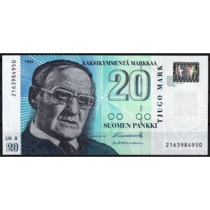 Финляндия 20 марок 1993 - UNC