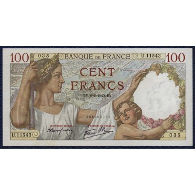 Франция 100 франков 1940 - UNC