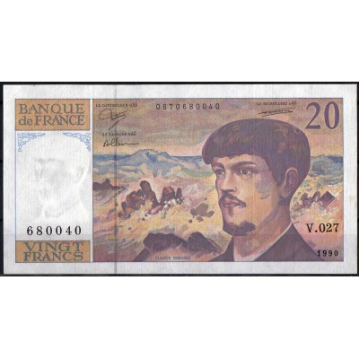 Франция 20 франков 1990 - VF+