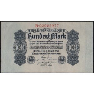 Германия 100 марок 1922 - XF+