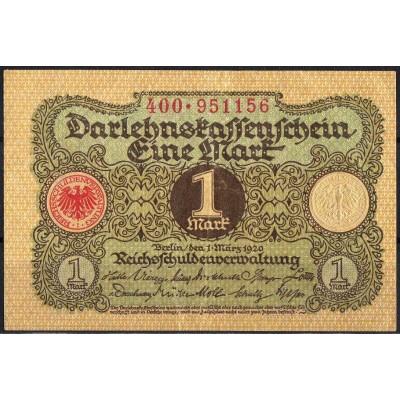 Германия 1 марка 1920 - XF