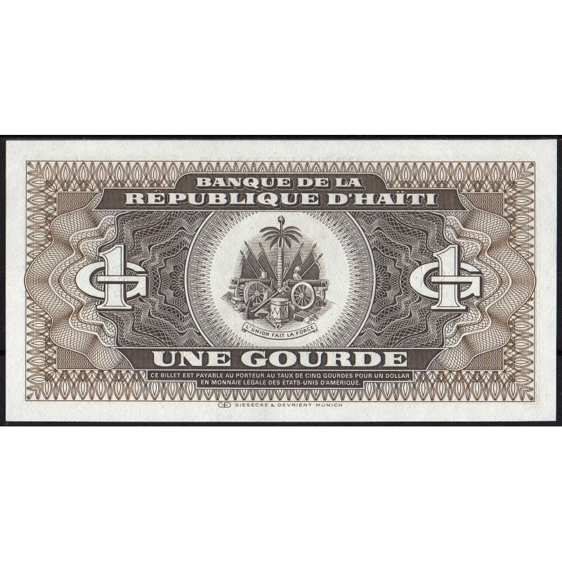 Купюра нумизмата. Магазин банкнот. Гаити 1 гурд. Бониста. 50 Гурдов Гаити банкнота 1987 UNC.