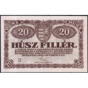 Венгрия 20 филлеров 1920 - UNC