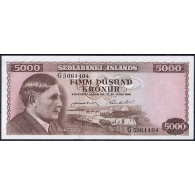 Исландия 5000 крон 1961 - UNC