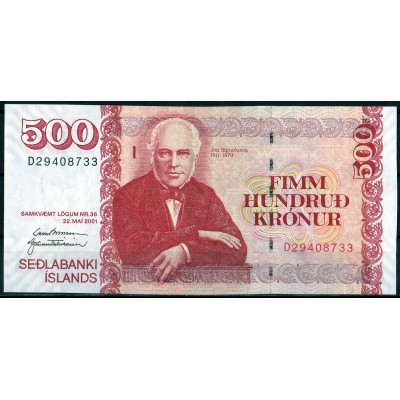 Исландия 500 крон 2001 - UNC