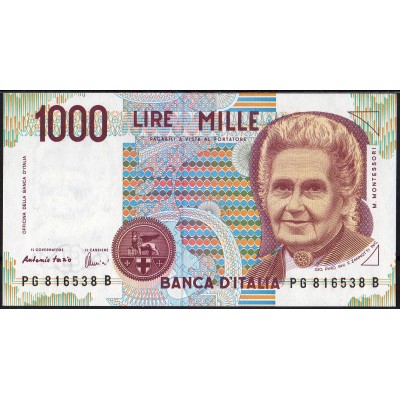 Италия 1000 лир 1990 - UNC