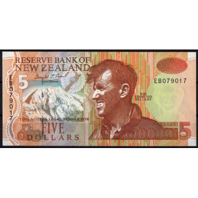 Новая Зеландия 5 долларов 1992 - UNC