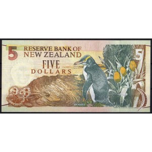 Новая Зеландия 5 долларов 1992 - UNC
