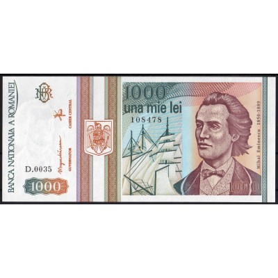 Румыния 1000 лей 1993 - UNC