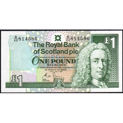 Шотландия 1 фунт 1991 - UNC