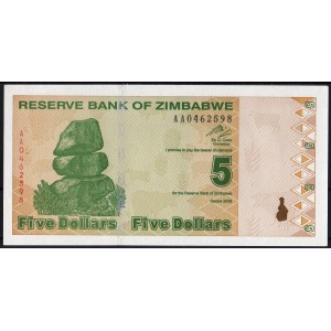 Зимбабве 5 долларов 2009 - UNC